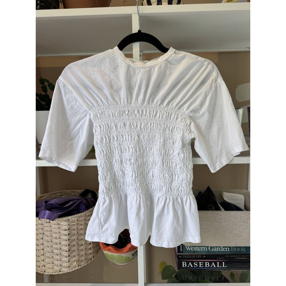 H&M White Smocked Tee